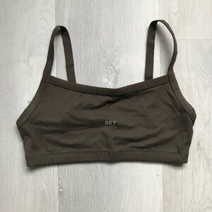 SET ACTIVE WOMENS SPORTS BRA APRON STRETCH FIRM SUPPORT LARGE